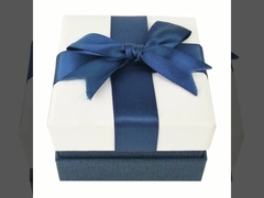 Joyero de lujo azul permanente de las cajas de regalo del pendiente de la joyería con la cinta de satén