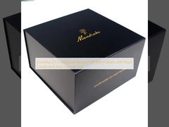 Caja de regalo de belleza plegable de aceite esencial en negro con cartón rígido y tamaño personalizado