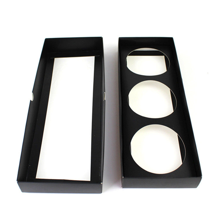 Tarro cosmético de empaquetado del tenedor del negro de la caja del protector labial plegable de 3 paquetes con el parte movible de la cartulina
