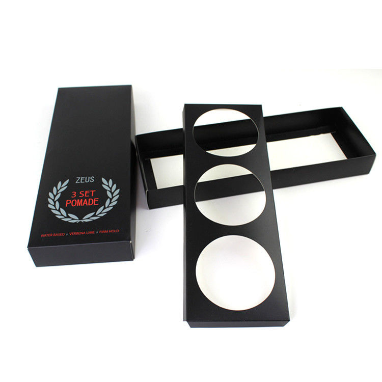 Tarro cosmético de empaquetado del tenedor del negro de la caja del protector labial plegable de 3 paquetes con el parte movible de la cartulina
