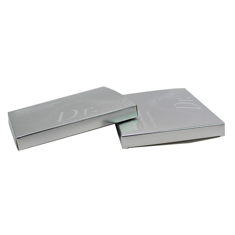 Caja de embalaje de máscara de belleza cosmética de color plateado de diseño personalizado