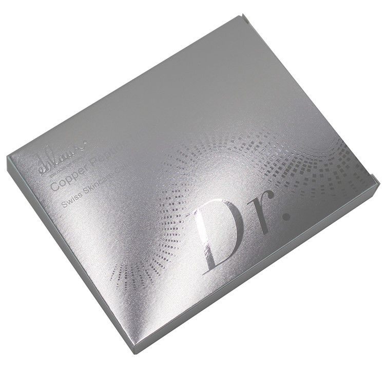 Caja de embalaje de máscara de belleza cosmética de color plateado de diseño personalizado