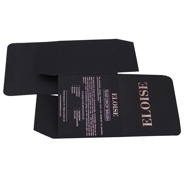 Matte Negro y Rosado Oro mejor embalaje cosmético Caja de papel para el cepillo de maquillaje
