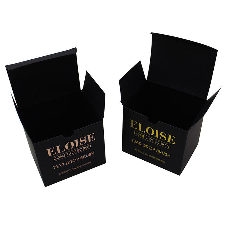 Matte Negro y Rosado Oro mejor embalaje cosmético Caja de papel para el cepillo de maquillaje