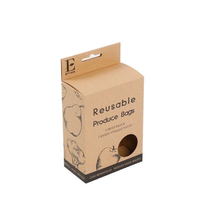 Caja de empaquetado de Brown Hang Tag Kraft Eco Friendly con la ventana redonda