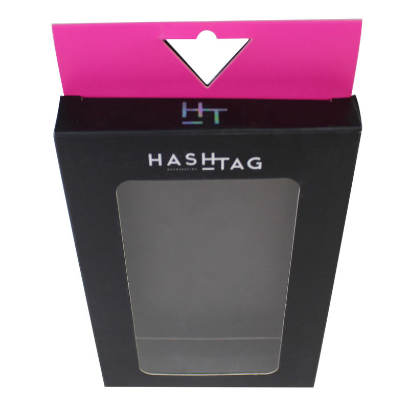 La caja de empaquetado de la ventana de papel de encargo al por menor imprimió color negro rojo con Hagners