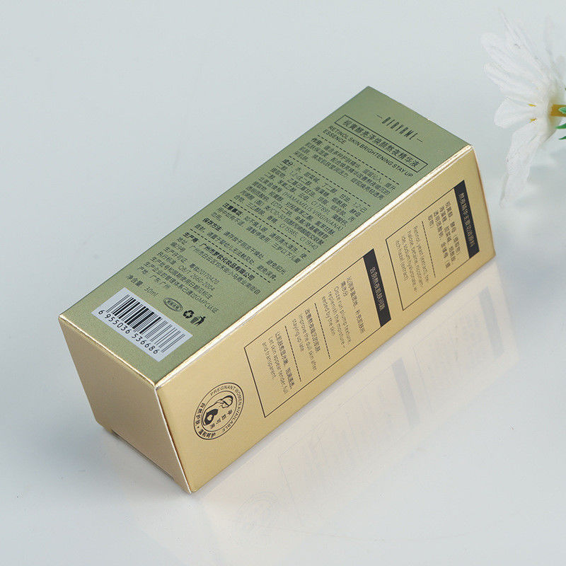 Lujo Oro para el cuidado de la piel Caja de cartón Embalaje para la esencia hidratante Botella de tamaño personalizado