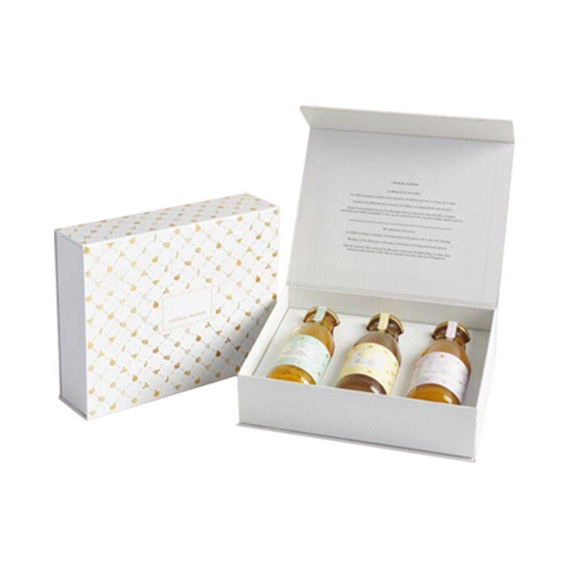 Caja de regalo blanca Impresión a color personalizada rígida para aceites esenciales 3 paquetes Embalaje