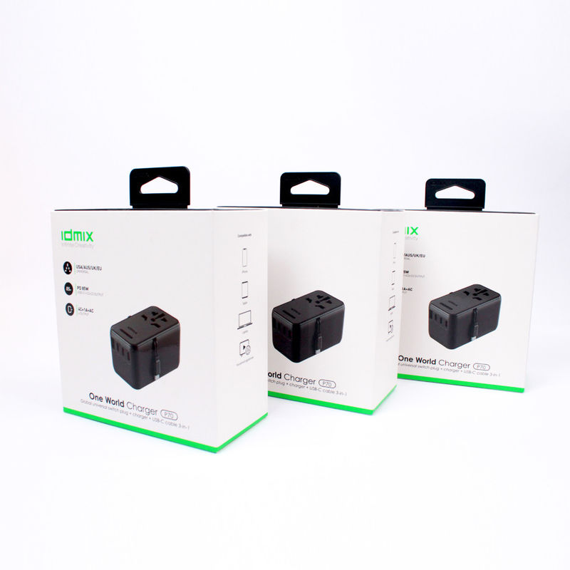 Embalaje de cajas impresas personalizadas para productos domésticos inteligentes pequeños con colgador
