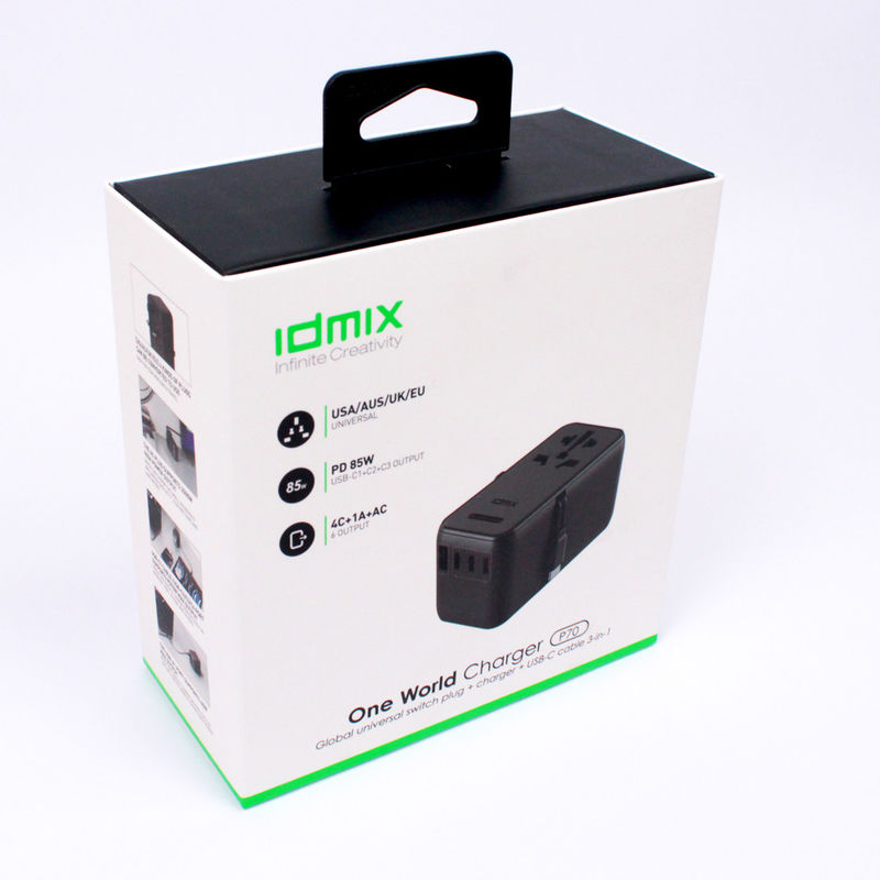 Embalaje de cajas impresas personalizadas para productos domésticos inteligentes pequeños con colgador