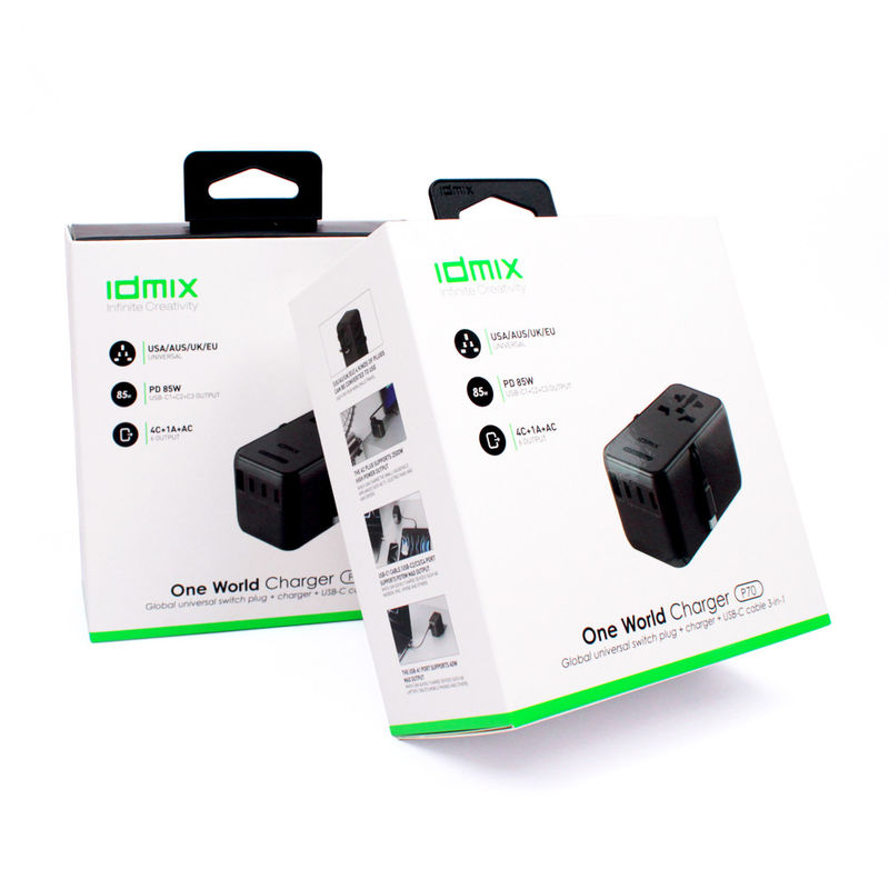 Embalaje de cajas impresas personalizadas para productos domésticos inteligentes pequeños con colgador