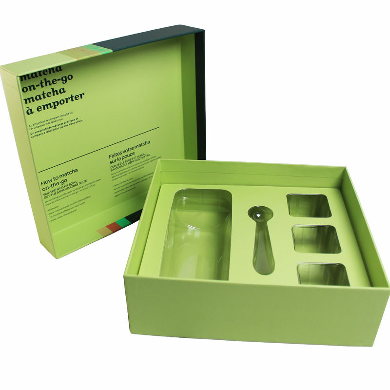 Caja de embalaje de regalo magnético verde hecha para productos de té con diseño personalizado cerca de mí
