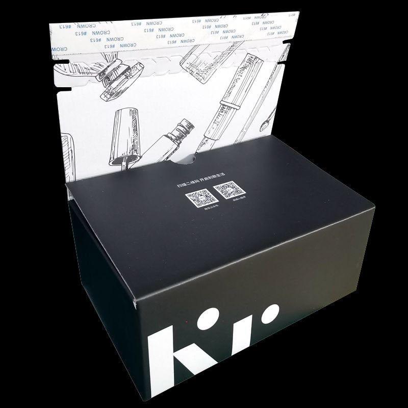 Caja de envío corrugada impresa con tapa de cinta adhesiva para la entrega de productos en la tienda en línea
