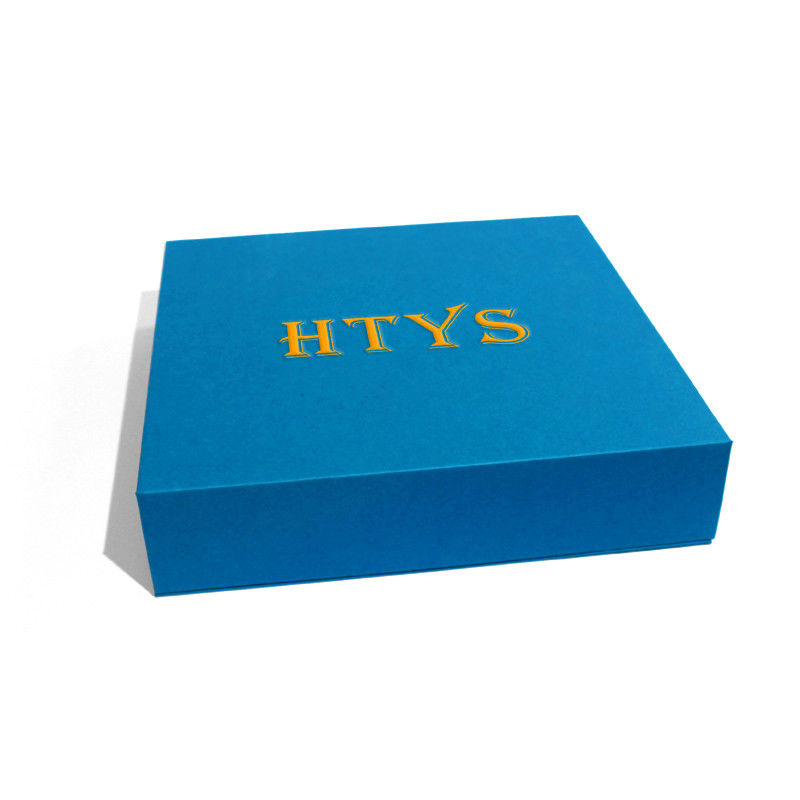 Caja de embalaje de regalo magnético azul hecha para productos con espuma y diseño personalizado