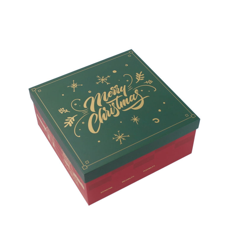 Caja de regalo de Navidad de cartón rojo con tapa y base para mayorista y minorista