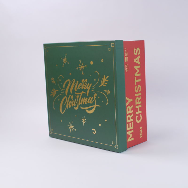 Caja de regalo de Navidad de cartón rojo con tapa y base para mayorista y minorista