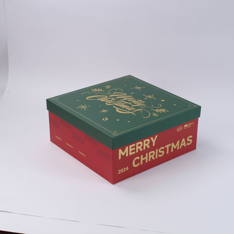 Caja de regalo de Navidad de cartón rojo con tapa y base para mayorista y minorista