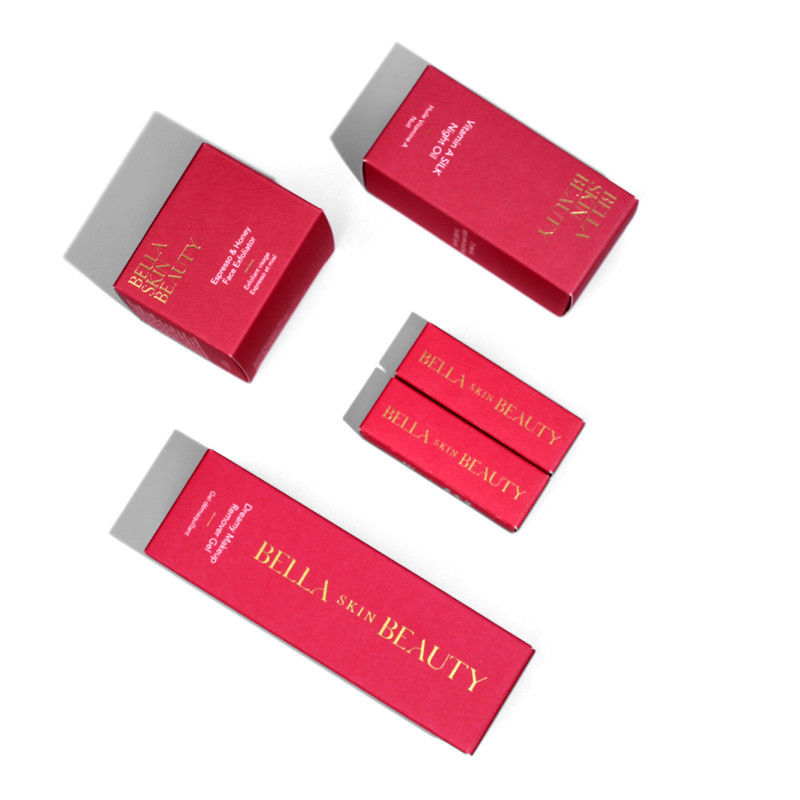 Cajas personalizadas para el cuidado de la piel con textura roja sólida Caja de papel para la crema facial y caja de embalaje cosmético