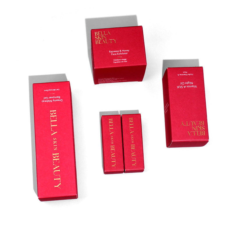 Cajas personalizadas para el cuidado de la piel con textura roja sólida Caja de papel para la crema facial y caja de embalaje cosmético