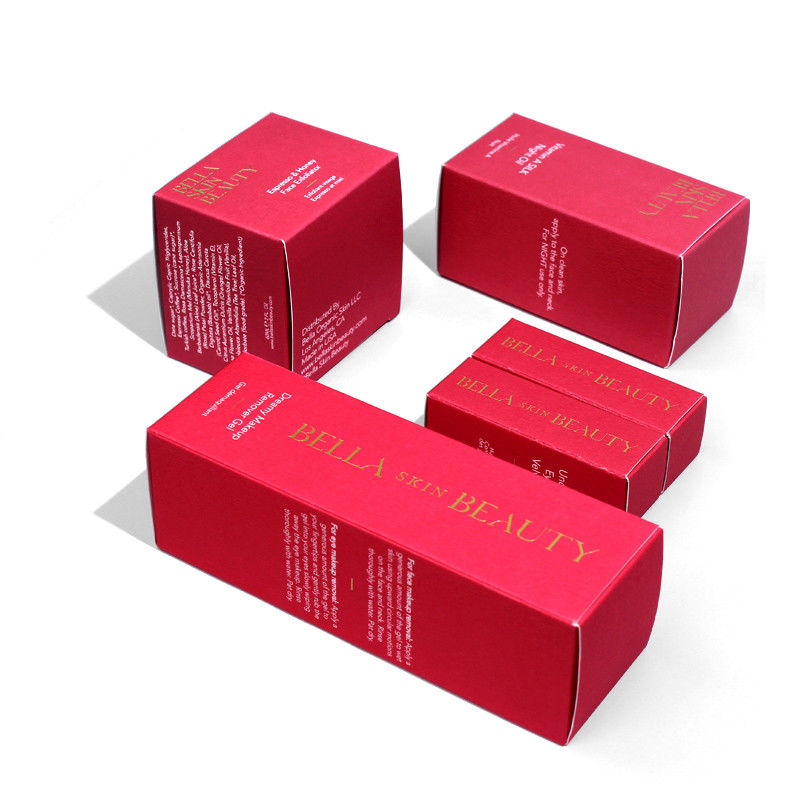 Cajas personalizadas para el cuidado de la piel con textura roja sólida Caja de papel para la crema facial y caja de embalaje cosmético