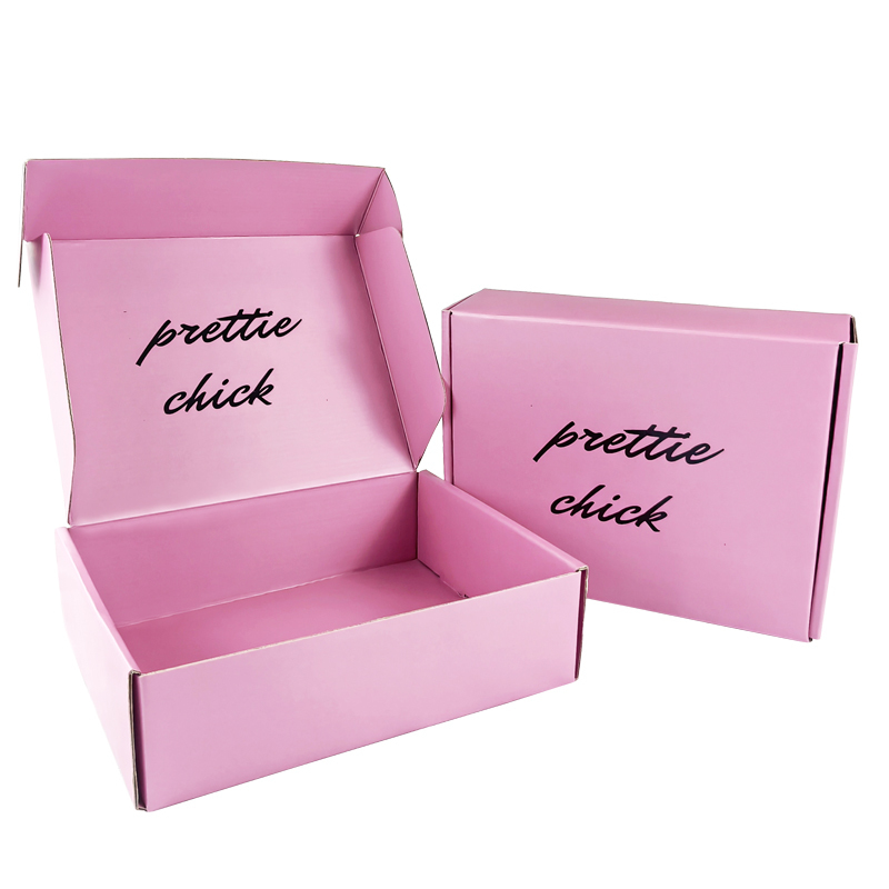 Cajas de envío corrugadas rosas de cartón personalizadas, cajas postales corrugadas rosas para embalaje de cosméticos