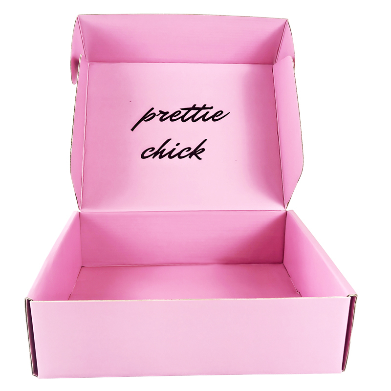 Cajas de envío corrugadas rosas de cartón personalizadas, cajas postales corrugadas rosas para embalaje de cosméticos