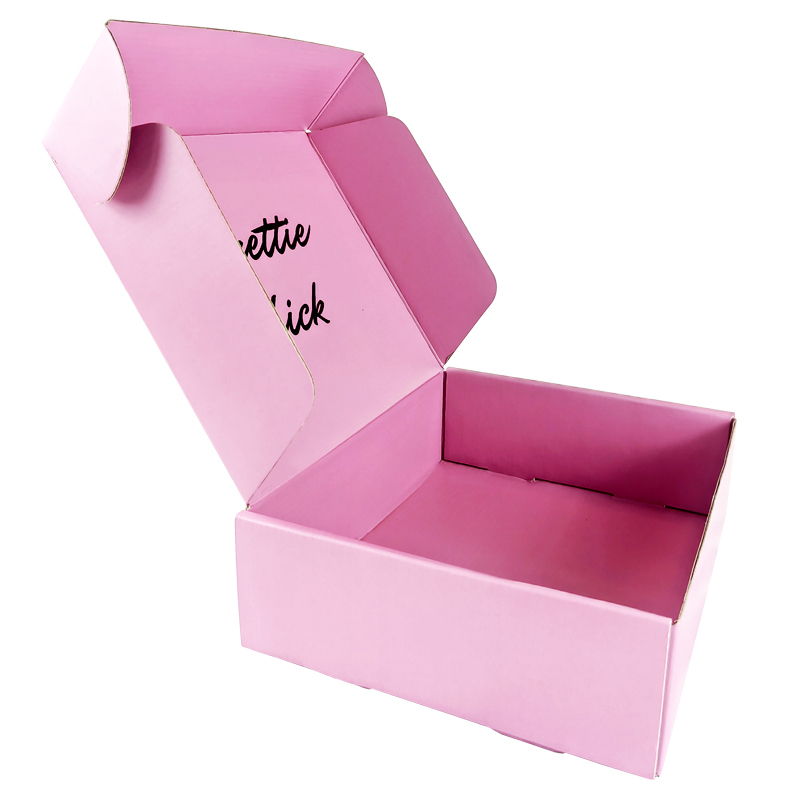 Cajas de envío corrugadas rosas de cartón personalizadas, cajas postales corrugadas rosas para embalaje de cosméticos