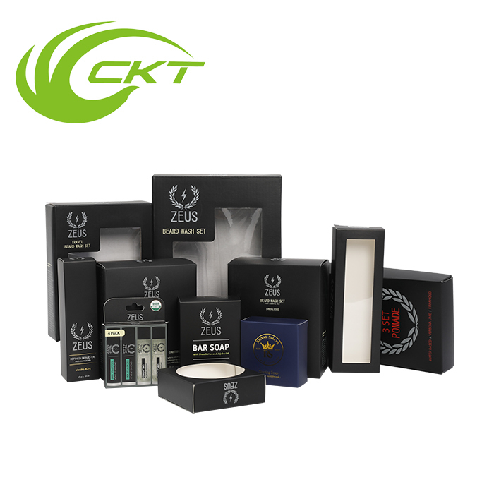 Cajas de embalaje personalizadas de productos de barba con soporte de diseño gratuito Logotipo de papel de oro