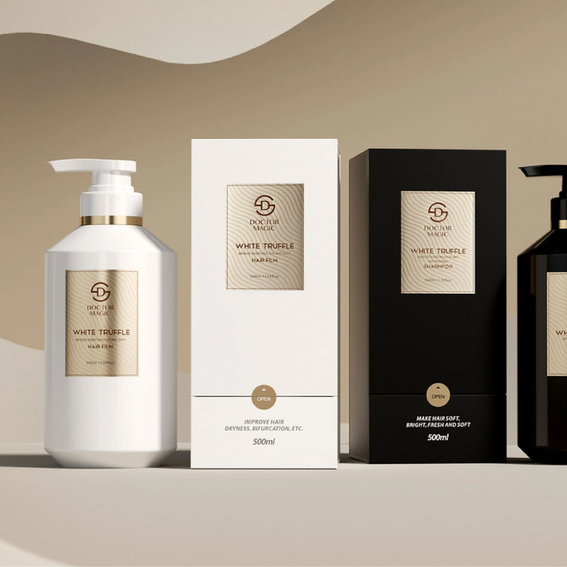 3 Botellas de Rollo rígido en Perfume Box en Oro Negro Luxury Cosmetic Packaging Box con cierre magnético