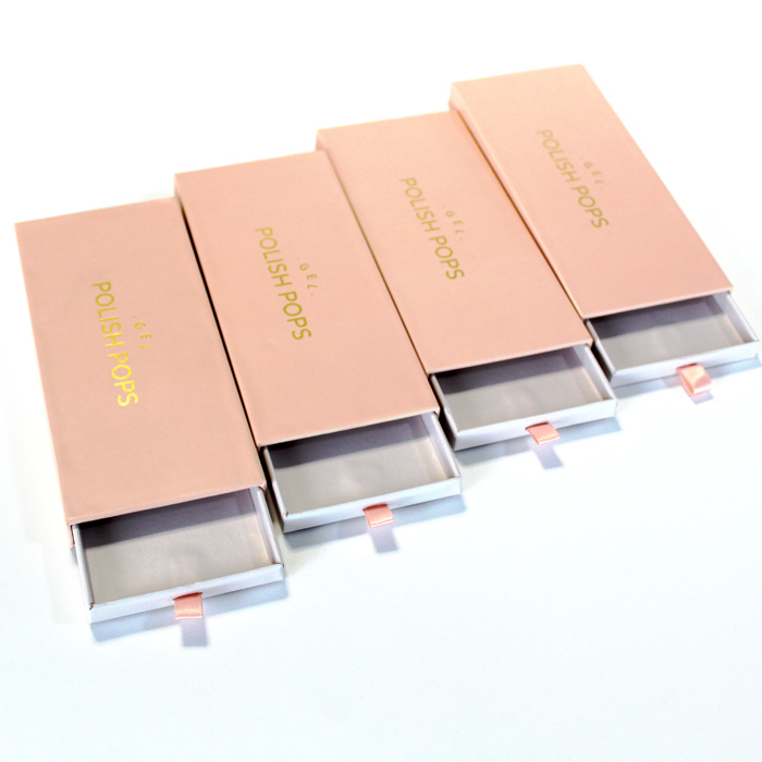 Prensa de lujo en uñas Caja de embalaje con recubrimiento UV de laminación brillante y barniz para manicura de belleza uñas falsas