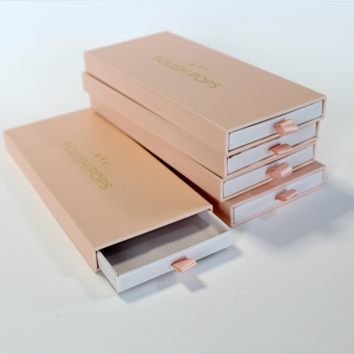 Prensa de lujo en uñas Caja de embalaje con recubrimiento UV de laminación brillante y barniz para manicura de belleza uñas falsas