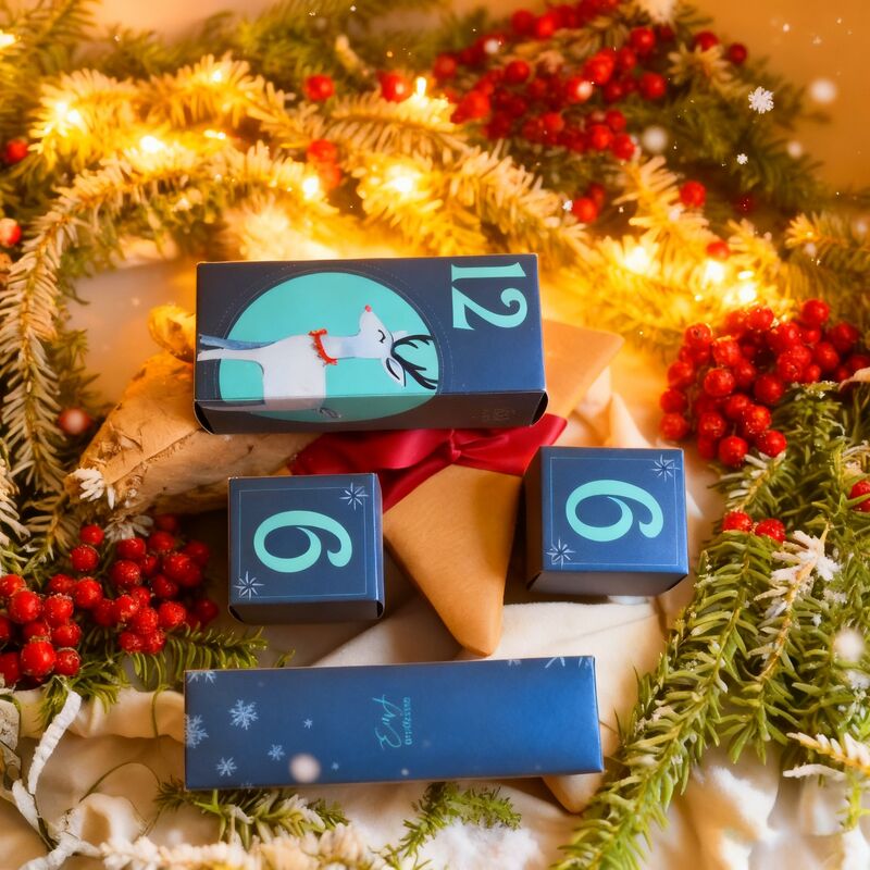 Caja de regalo de cartón festiva navideña roja personalizable con tapa y base para venta al por mayor y al por menor