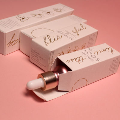 Caja de botella de loción personalizada con textura de lujo rosa y blanca