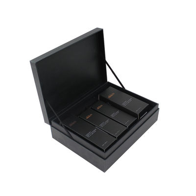 Caja de cuidado de la piel de venta al por menor Impresión negra y papel dorado con superficie impermeable
