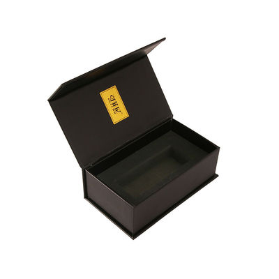 Perfume rígido de la cartulina negra del oro que empaqueta la caja de lujo del olor