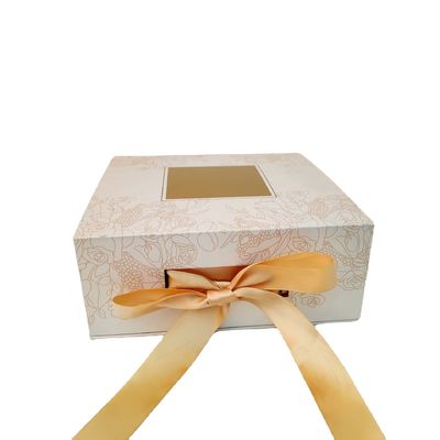 Caja de torta impermeable de la cinta del oro de papel con la categoría alimenticia de la ventana