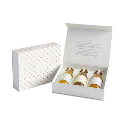 Caja de regalo blanca Impresión a color personalizada rígida para aceites esenciales 3 paquetes Embalaje