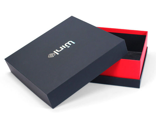 Caja de regalo magnética de cartón rojo personalizado con base de tapa negra de lujo al por mayor