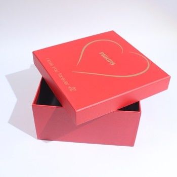 Caja de regalo de cartón rojo de lujo con tapa y base para pequeñas empresas
